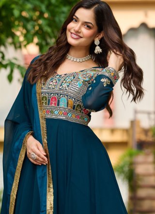 Morpeach Faux Georgette Embroidered, Sequins and Zari Work  Designer Gown