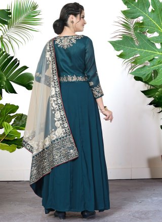 Morpeach Faux Georgette Embroidered, Thread and Zari Work Salwar Suit for Ceremonial
