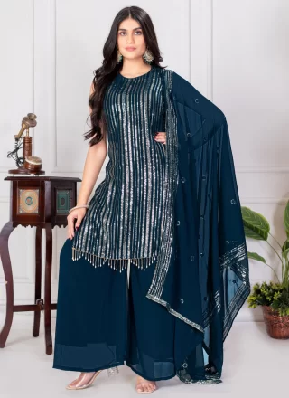 Morpeach Georgette Sequins and Thread Work Readymade Salwar Suit