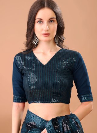 Morpeach Georgette Traditional Saree with Sequins and Thread Work
