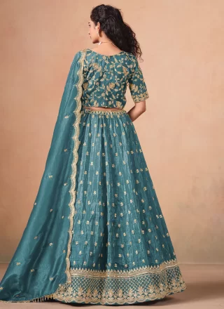 Morpeach Organza A - Line Lehenga Choli with Embroidered, Sequins and Zari Work