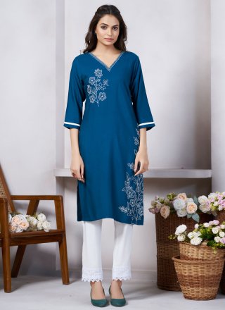 Morpeach Rayon Embroidered Work Casual Kurti for Casual