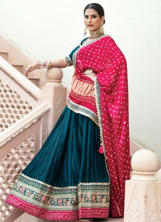 Morpeach Satin Fancy and Lace Work Lehenga Choli