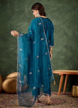 Morpeach Silk Blend Salwar Suit with Embroidered Work