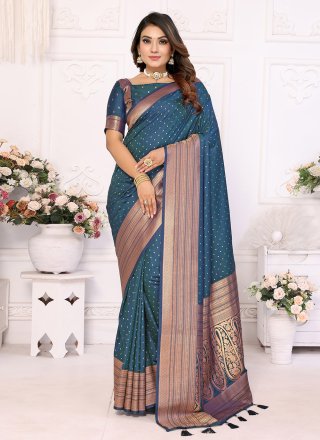 Morpeach Silk Classic Sari with Woven Work