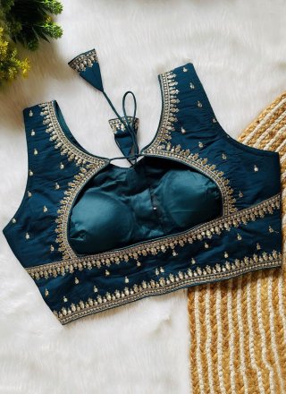 Morpeach Silk Embroidered and Zari Work Blouse for Women