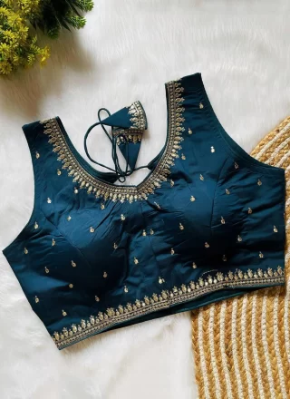Morpeach Silk Embroidered and Zari Work Blouse for Women