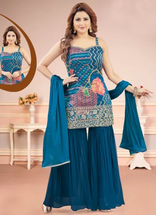 Morpeach Silk Embroidered and Zari Work Readymade Salwar Suit for Women