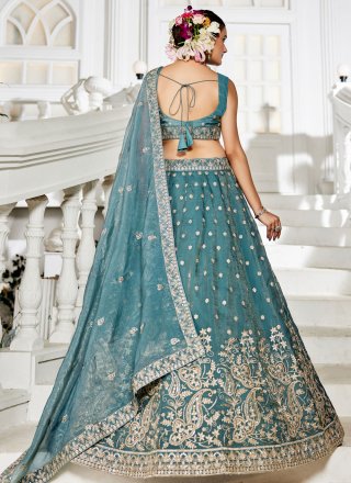Morpeach Tissue Embroidered, Sequins and Zari Work Lehenga Choli for Women