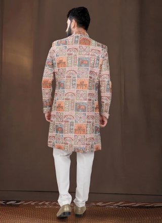 Multi Colour and Pink Georgette Embroidered, Sequins and Thread Work Indo Western for Ceremonial
