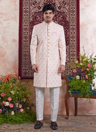 Multi Colour Banarasi Jacquard Indo Western with Jacquard Work for Ceremonial