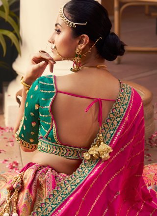 Multi Colour Banarasi Silk Embroidered, Sequins, Stone, Thread, Weaving and Zari Work Lehenga Choli