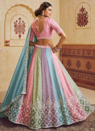 Multi Colour Chiffon A - Line Lehenga Choli