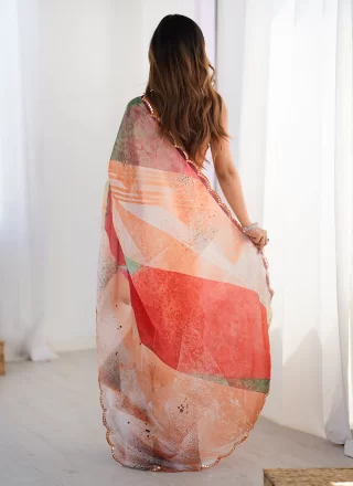 Multi Colour Chinon Classic Saree