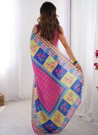 Multi Colour Chinon Designer Sari