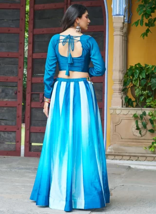 Multi Colour Chinon Lehenga Choli with Embroidered and Gamthi Work