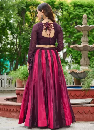 Multi Colour Chinon Lehenga Choli with Embroidered and Gamthi Work