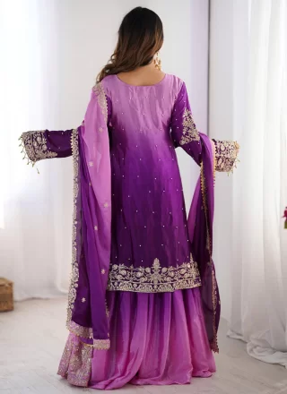 Multi Colour Chinon Palazzo Salwar Suit
