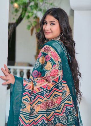 Multi Colour Cotton Classic Sari with Digital Print Work