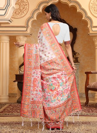 Multi Colour Cotton Contemporary Saree with Woven Work