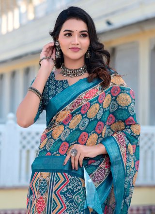 Multi Colour Cotton Contemporary Sari
