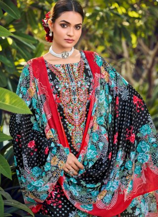 Multi Colour Cotton Embroidered and Floral Patch Work Pant Style Suit for Festival