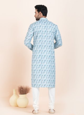 Multi Colour Cotton Kurta Pyjama with Fancy Work for Ceremonial