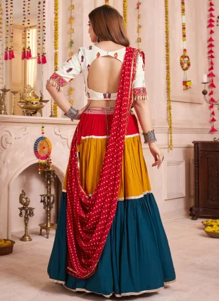 Multi Colour Cotton Lace Work Readymade Lehenga Choli