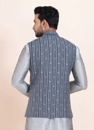 Multi Colour Cotton Nehru Jackets with Jacquard Work for Ceremonial