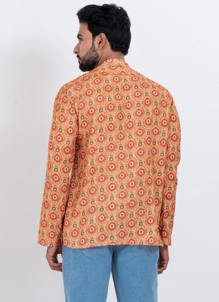 Multi Colour Cotton Short Kurta with Digital Print Work for Festival