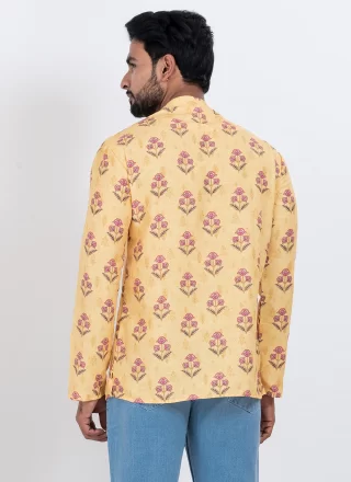 Multi Colour Cotton Short Kurta with Digital Print Work