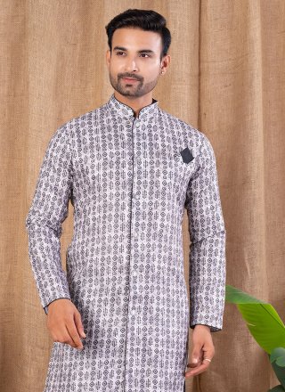 Multi Colour Cotton Silk Indo Western with Print Work