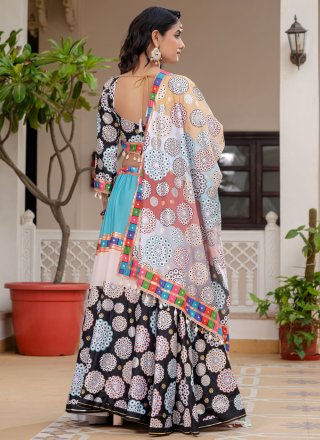 Multi Colour Crepe Silk Foil Print Work Readymade Lehenga Choli