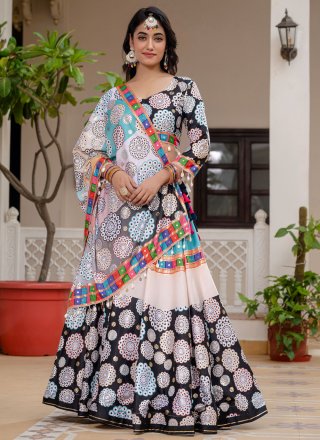Multi Colour Crepe Silk Foil Print Work Readymade Lehenga Choli