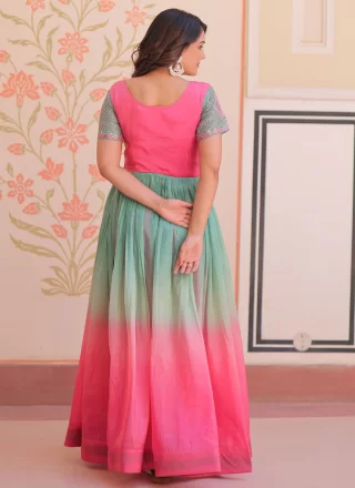 Multi Colour Crush Designer Gown