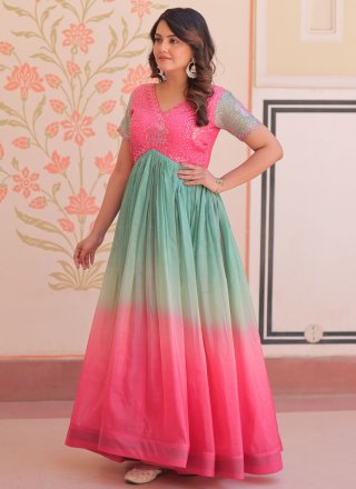 Multi Colour Crush Designer Gown