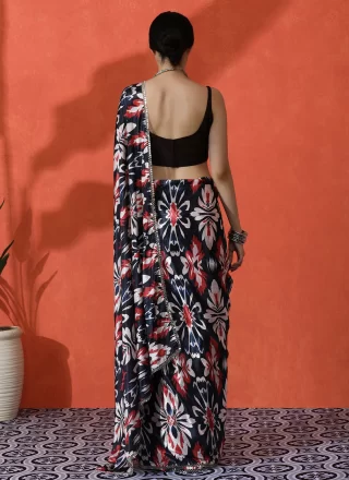 Multi Colour Digital Print Work Chinon Trendy Saree