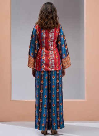 Multi Colour Fancy and Print Work Muslin Casual Kurti