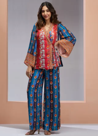 Multi Colour Fancy and Print Work Muslin Casual Kurti