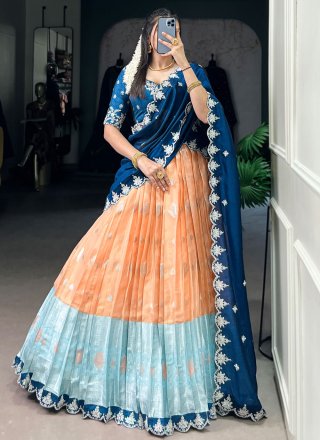 Multi Colour Fancy Fabric A - Line Lehenga Choli
