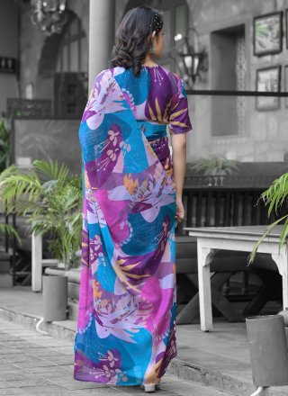 Multi Colour Georgette Classic Sari with Digital Print Work