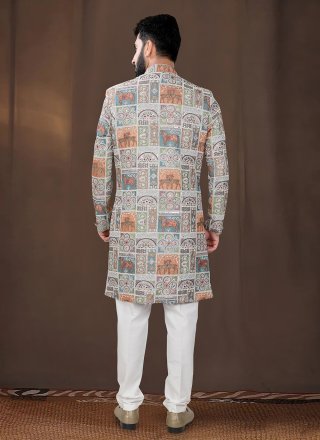 Multi Colour Georgette Embroidered, Sequins and Thread Work Indo Western for Ceremonial