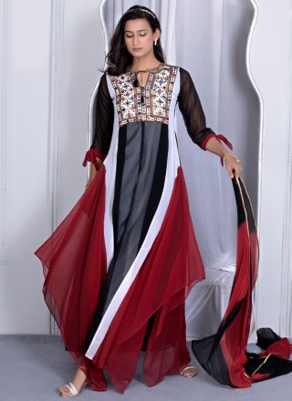 Multi Colour Georgette Embroidered Work Salwar Suit
