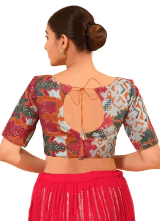 Multi Colour Jacquard Work Silk Blouse