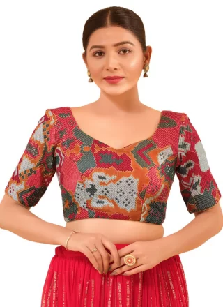 Multi Colour Jacquard Work Silk Blouse