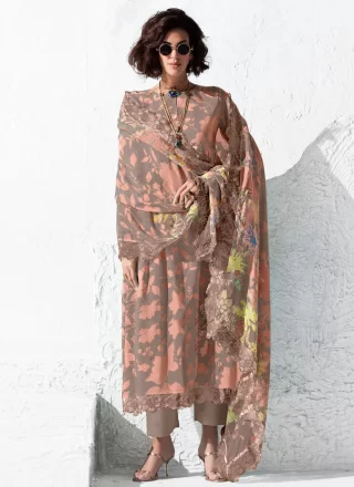 Multi Colour Muslin Embroidered and Floral Patch Work Pant Style Suit for Ceremonial