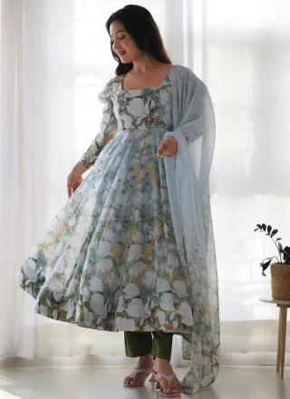 Multi Colour Organza Readymade Salwar Suit