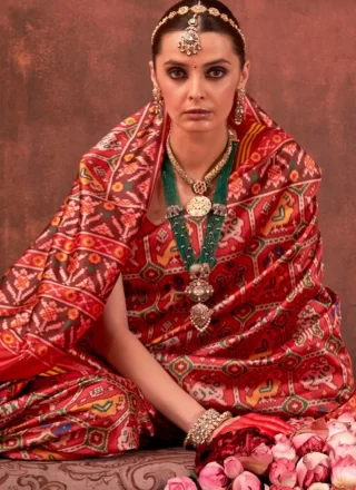 Multi Colour Patola Print Work Silk Trendy Saree