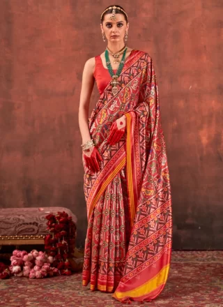 Multi Colour Patola Print Work Silk Trendy Saree