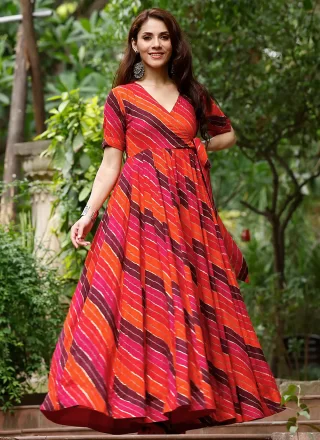 Multi Colour Rayon  Designer Gown